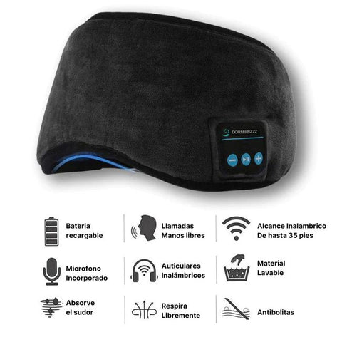 Antifaz con audífonos para dormir Negro